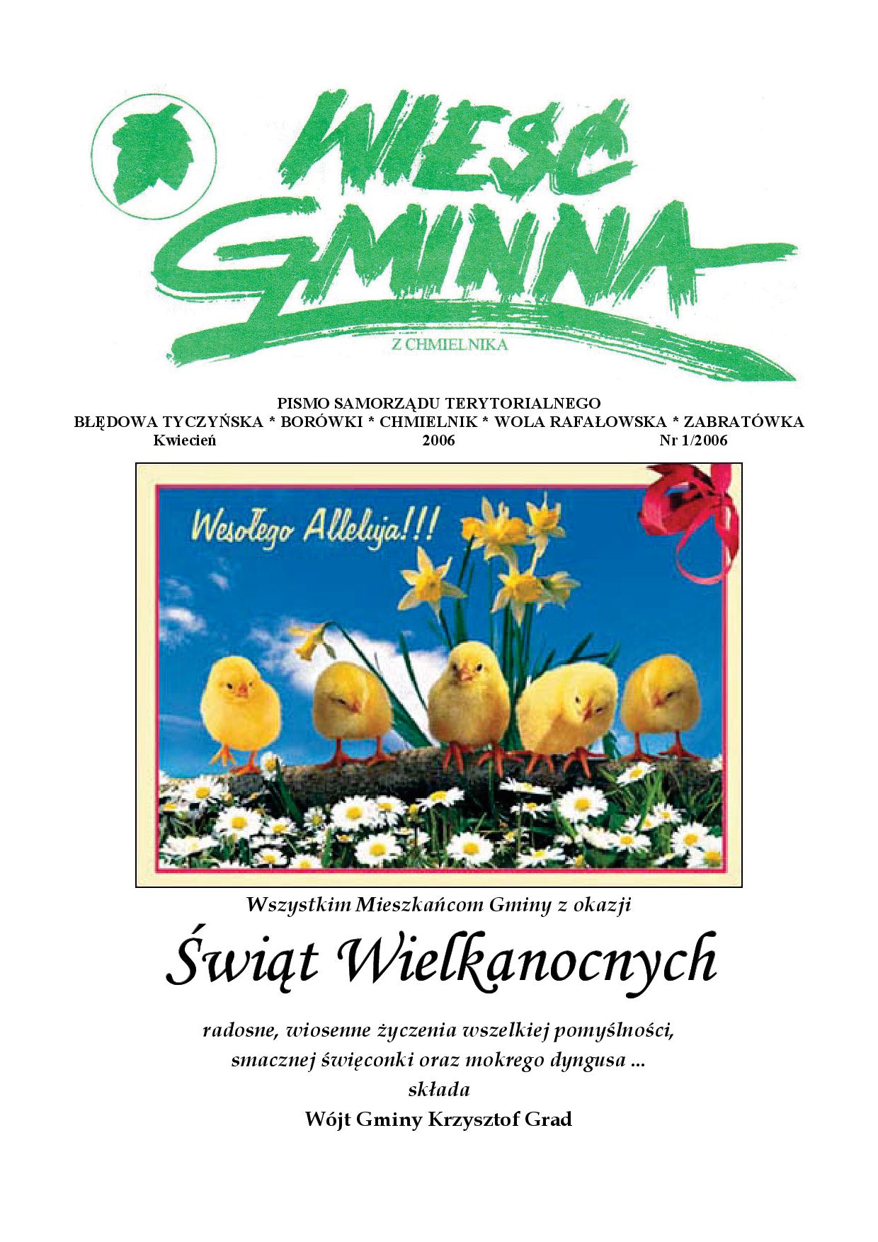Wieść Gminna z Chmielnika - numer 1 z 2006 r. do pobrania w formacie PDF