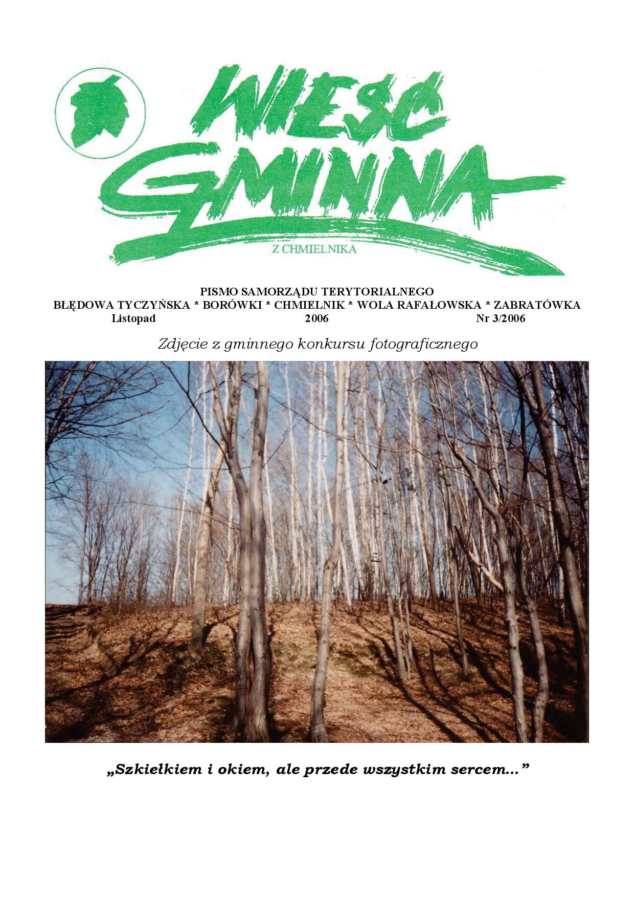 Wieść Gminna z Chmielnika - numer 3 z 2006 r. do pobrania w formacie PDF
