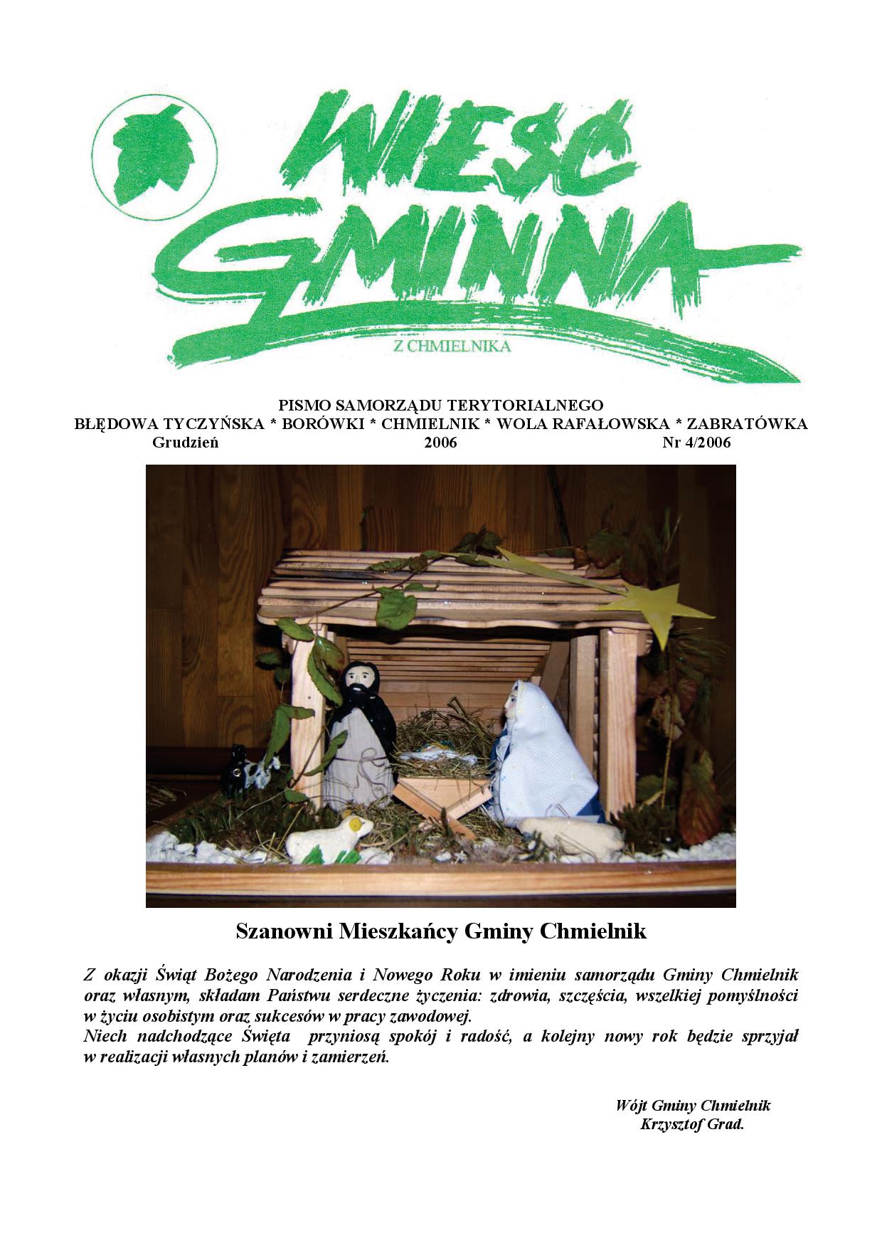 Wieść Gminna z Chmielnika - numer 4 z 2006 r. do pobrania w formacie PDF