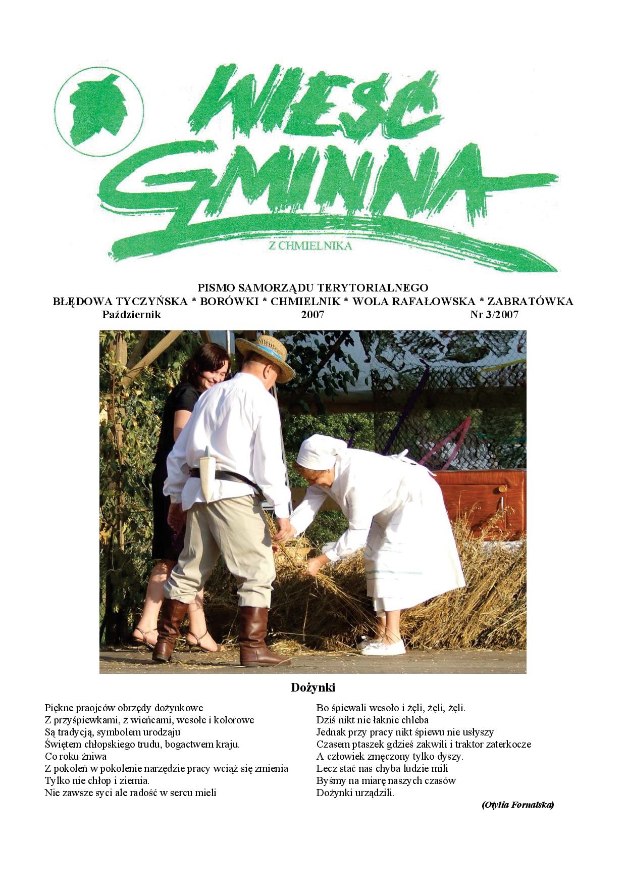 Wieść Gminna z Chmielnika - numer 3 z 2007 r. do pobrania w formacie PDF