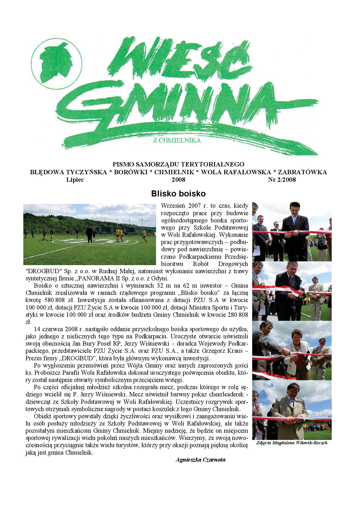 Wieść Gminna z Chmielnika - numer 2 z 2008 r. do pobrania w formacie PDF