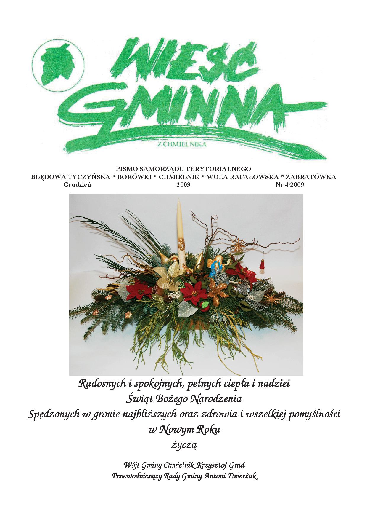 Wieść Gminna z Chmielnika - numer 4 z 2009 r. do pobrania w formacie PDF