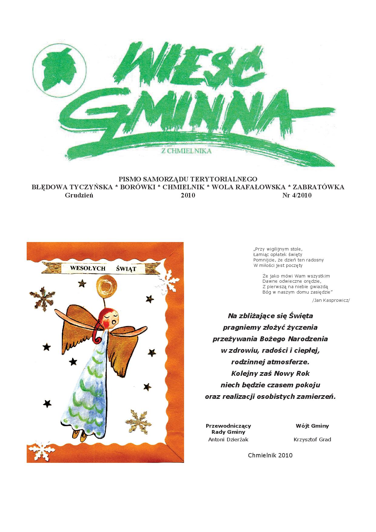 Wieść Gminna z Chmielnika - numer 4 z 2010 r. do pobrania w formacie PDF