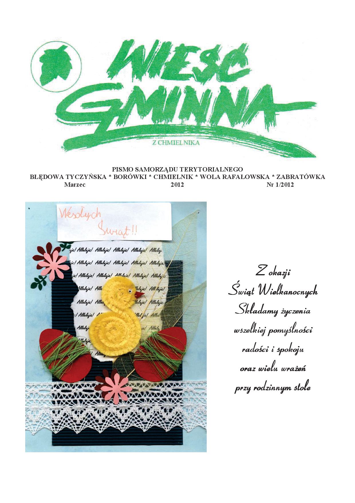 Wieść Gminna z Chmielnika - numer 1 z 2012 r. do pobrania w formacie PDF