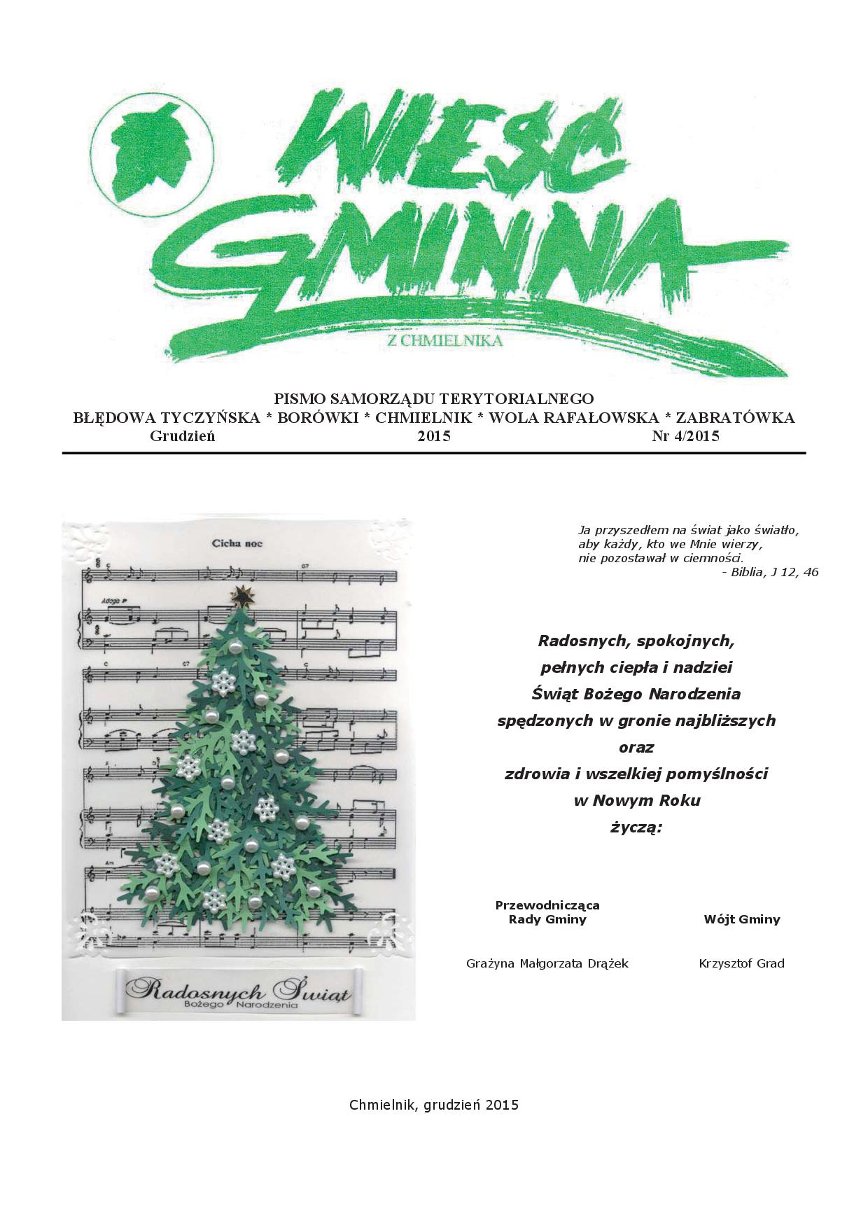 Wieść Gminna z Chmielnika - numer 4 z 2015 r. do pobrania w formacie PDF