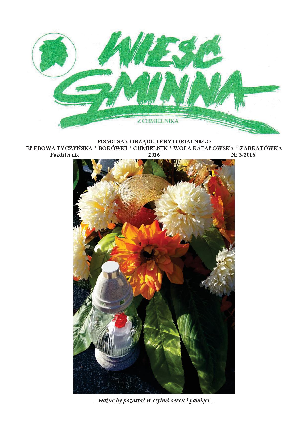 Wieść Gminna z Chmielnika - numer 3 z 2016 r. do pobrania w formacie PDF