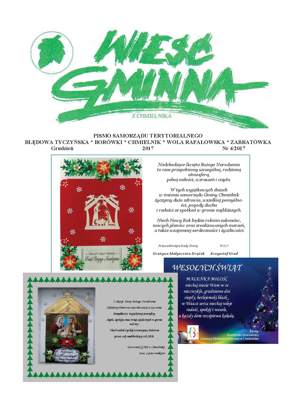 Wieść Gminna z Chmielnika - numer 4 z 2017 r. do pobrania w formacie PDF