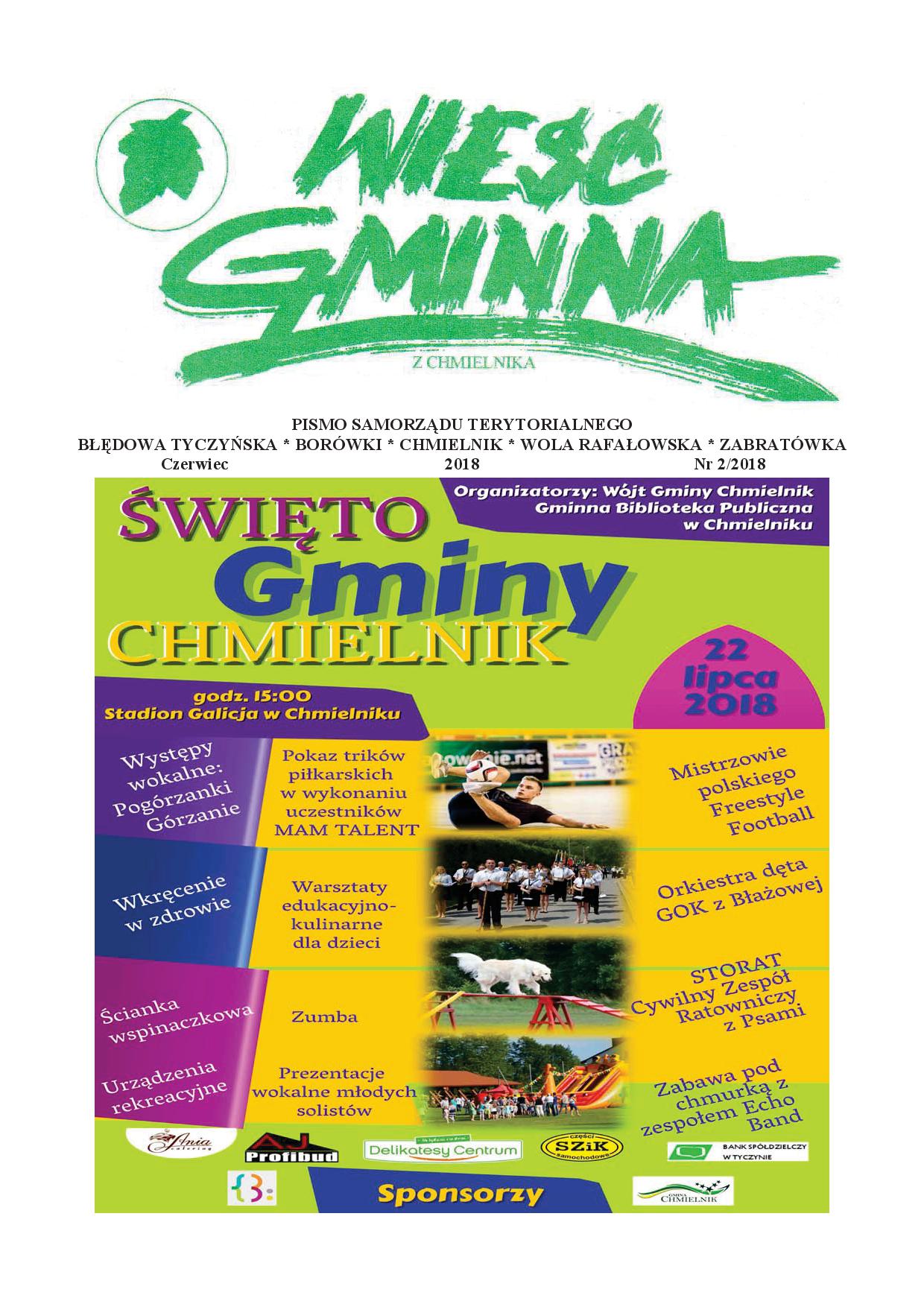 Wieść Gminna z Chmielnika - numer 2 z 2018 r. do pobrania w formacie PDF