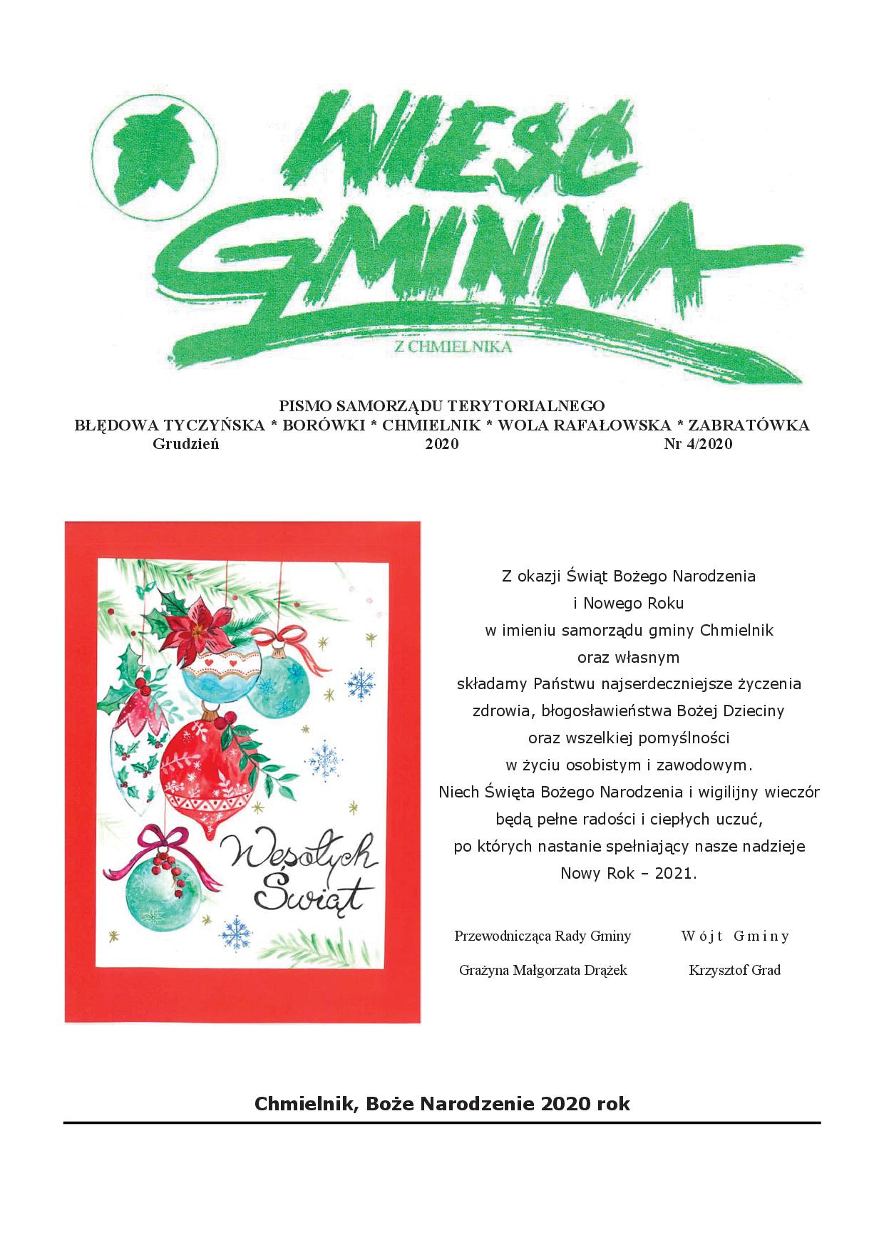 Wieść Gminna z Chmielnika - numer 4 z 2020 r. do pobrania w formacie PDF