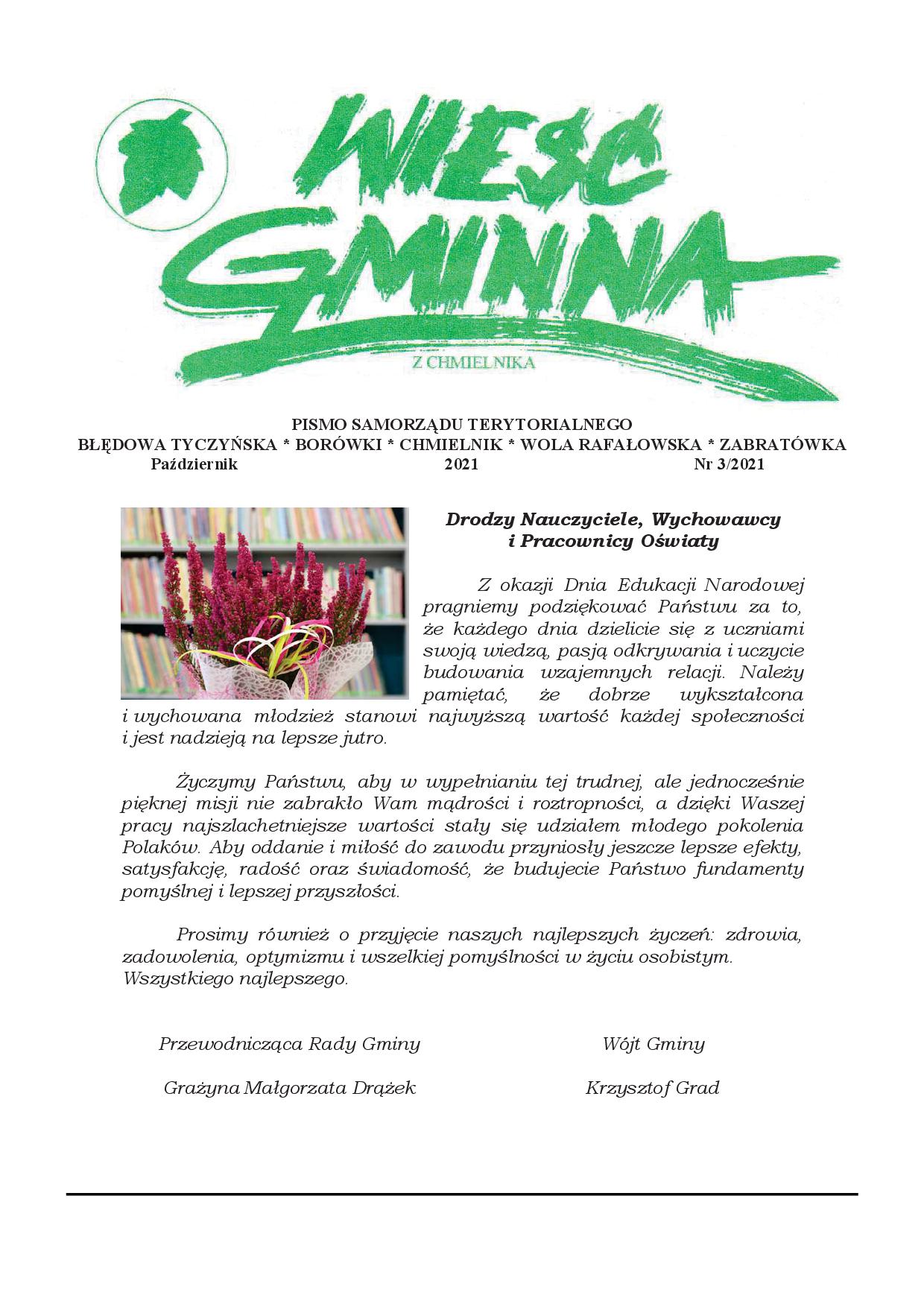 Wieść Gminna z Chmielnika - numer 3 z 2021 r. do pobrania w formacie PDF