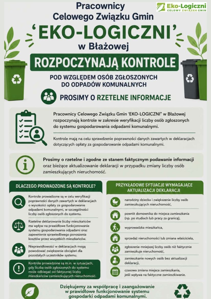 Kontrole pod względem osób zgłoszonych do odpadów komunalnych
